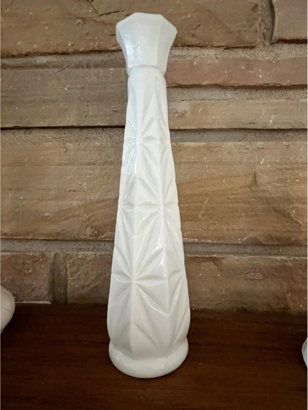 Vintage White Milk Glass Bud Vases with Textured Patterns